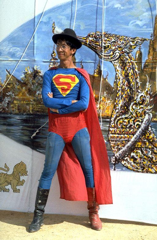 Mr Prinya Sukchid from Thailand dressed in a Superman suit at fourth Singapore International Kite Festival held in Marina South. A weekend carnival in the sky featured show kites from nine overseas teams including for the first time teams from China and France.