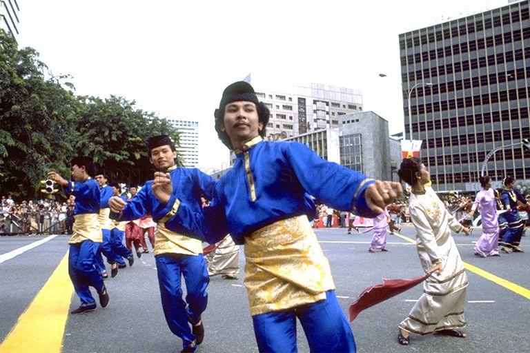 Chingay procession at Orchard Road. The hour-long show included a parade of Vintage Cars from the Malaysia and Singapore Vintage Car Register and an International Bull Parade by People's Association (PA) Dance Training Scheme Jazz Group to welcome the year of Ox.