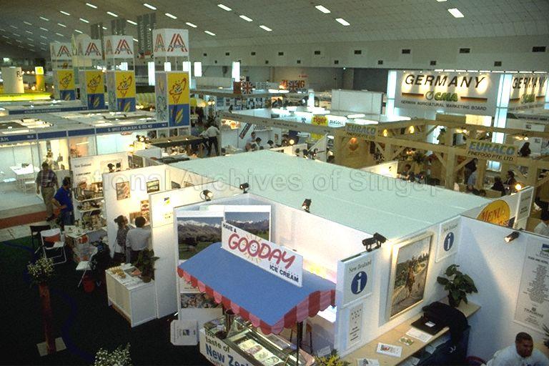 Bird's eye view of exhibition booths at Food and Hotel Asia 1994 exhibition at Expo Gateway, World Trade Centre, 1 Maritime Square