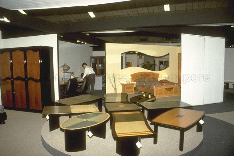 Tables on display at International Furniture Fair Singapore 1994/11th Association of Southeast Asian Nations (ASEAN) Furniture Show at Expo Gateway, World Trade Centre, 1 Maritime Square. Minister of State for Trade and Industry and Minister of State for Labour Goh Chee Wee is guest-of-honour at the fair's opening.