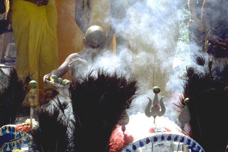 Rituals during the Panguni Uthiram Festival which is being celebrated on the full moon of the Tamil month of Panguni at the Holy Tree Sri Balasubramaniam Indian Temple in Canberra Road. The temple has relocated to Yishun Industrial Park A, Yishun Avenue 7.