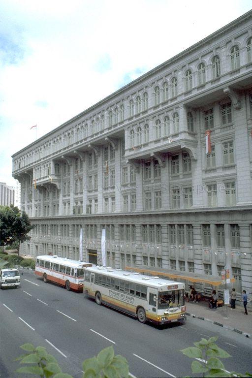 View of the Old Hill Street Police Station in Hill Street where the National Archives (formerly Archives and Oral History Department) was located from 1983 to 1997. It was built in 1915 by architect Frank Dorrington Ward and is currently occupied by the Ministry of Information, Communications and the Arts, thus the name MICA Building.