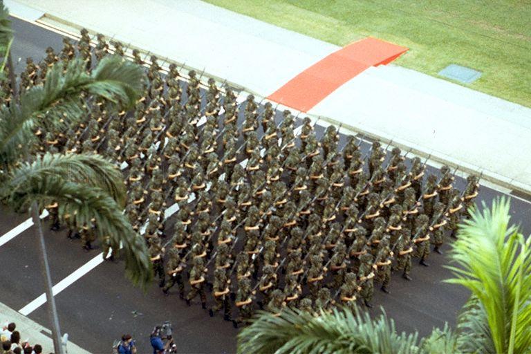 National Day Parade 1995 at the Padang -- Singapore Armed Forces (SAF) contingent marching