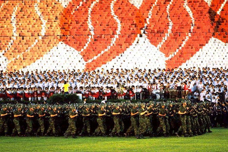 National Day Parade 1988 at National Stadium -- Singapore Armed Forces (SAF) contingents marching