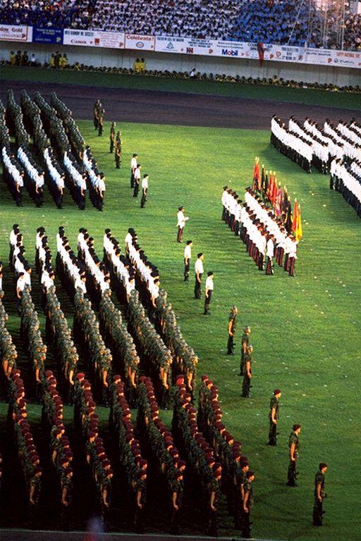 National Day Parade 1988 at National Stadium -- Singapore Armed Forces (SAF) contingents and Colours Party