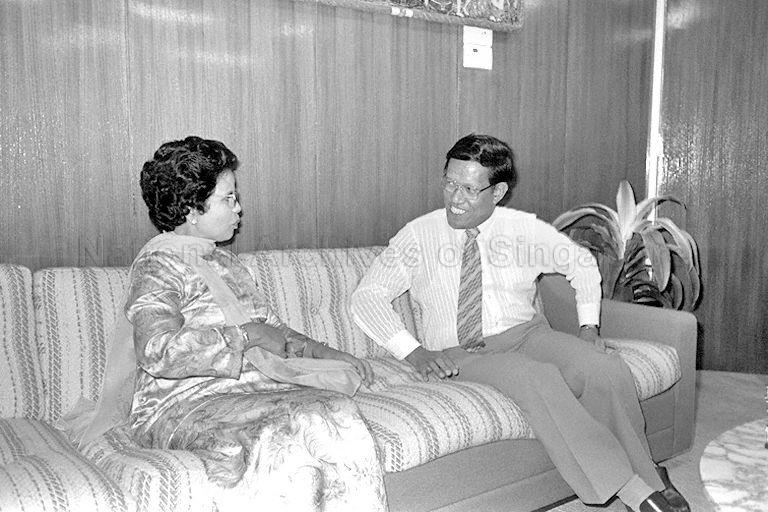 Malaysian Minister of Welfare Services Datin Paduka Aishah Ghani paying a courtesy call on Acting Minister for Social Affairs Dr Ahmad Mattar at the Ministry of Social Affairs, during her three-day official visit to Singapore.