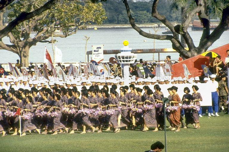 National Day Parade 1990 Rehearsal at the Padang -- Contingent marching