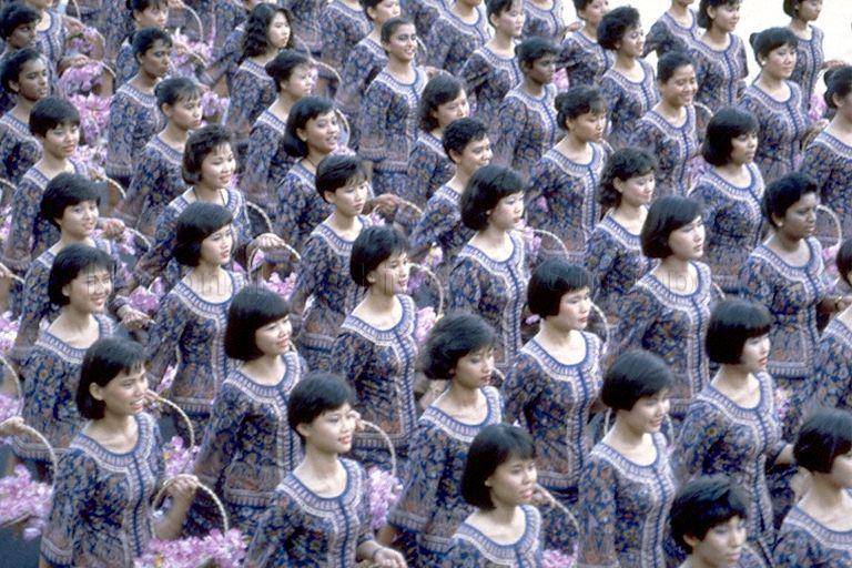 National Day Parade 1990 at the Padang -- Singapore Airlines (SIA) contingent marching