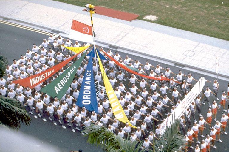 National Day Parade 1990 at the Padang -- Singapore Technologies contingent marching