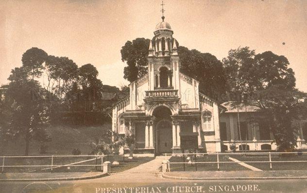 Orchard Road Presbyterian Church at 3 Orchard Road, Singapore. The church was founded in 1856.