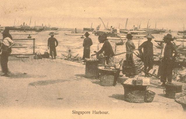 Street hawkers at Singapore Harbour