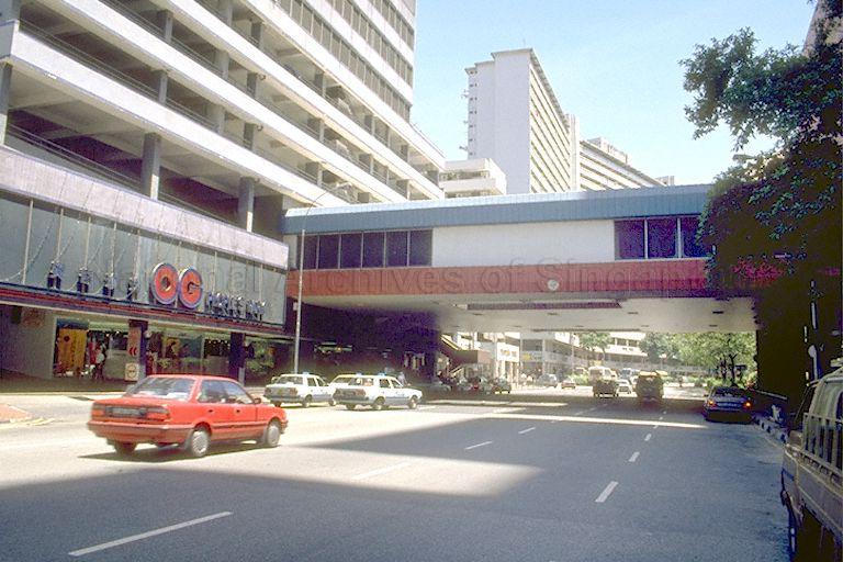 The overhead bridge linkage between OG Department Store Building and People's Park Centre at Upper Cross Street