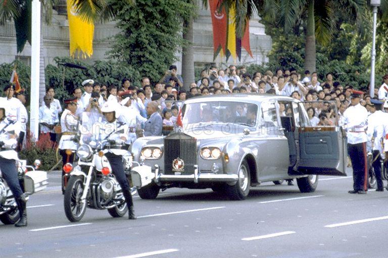 National Day Parade 1984 at the Padang -- Arrival of President C V Devan Nair