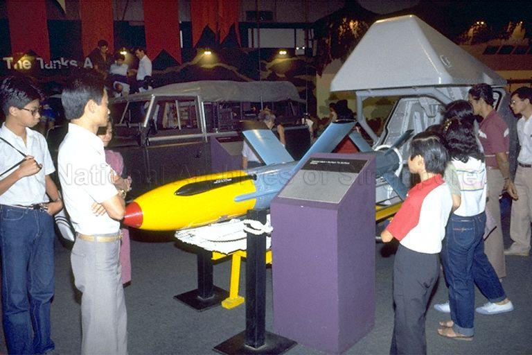 Gabriel missile from Singapore Navy Missile Gun Boat (MGB) on display during National Exhibition at World Trade Centre
