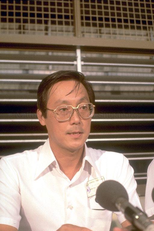 People's Action Party (PAP) candidate for Marine Parade Goh Chok Tong fielding a question during press conference after vote counting at the 1980 General Elections.