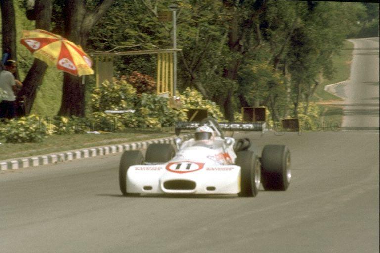 Hong Kong's John MacDonald in his ex-Graham Hill Brabham BT36 Rondel at Singapore Grand Prix (GP) for cars at Upper Thomson Road circuit. Despite encountering mechanical problems throughout practice and the race, he managed to finish eighth in the Singapore GP by completing 39 laps in 1 hour 44 minutes 52.9 seconds.