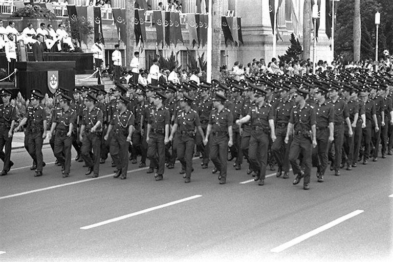 National Day Parade 1974 at the Padang -- Marchpast by Singapore Police Force