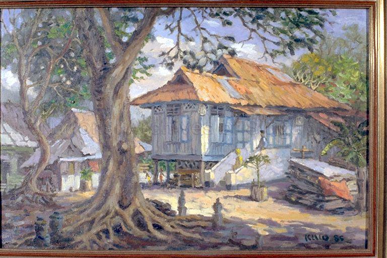 Painting of Malay kampung house