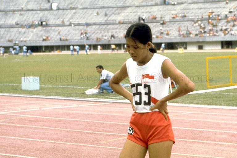 Singapore athlete at Seventh Southeast Asian Peninsular (SEAP) Games at National Stadium