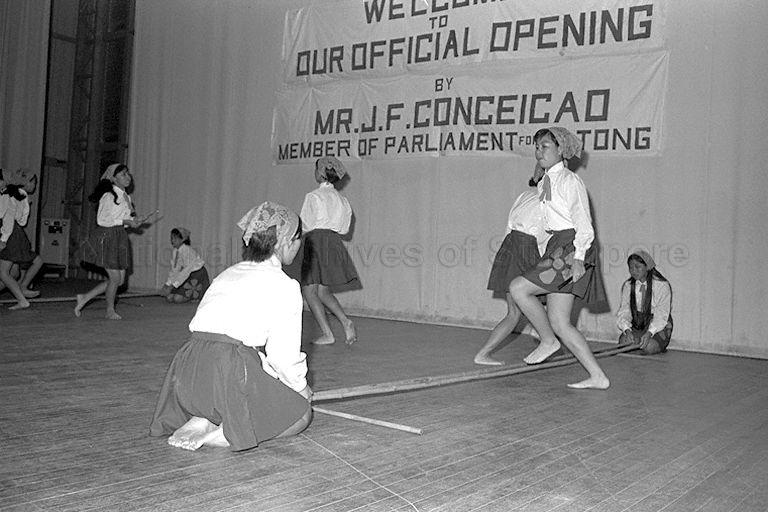 A Filipino bamboo dance item during official opening of Tanjong Katong Centralised Workshop by Member of Parliament for Katong J F Conceicao