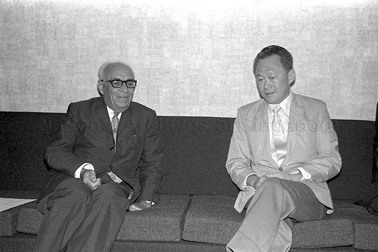 Pakistan's special envoy to Japan and South-East Asia Mian Ziauddin calling on Prime Minister Lee Kuan Yew. The special envoy was specially sent by President Yahya Khan to deliver personal presidential messages to the leaders of Japan, Indonesia, Singapore and Malaysia and to seek their support for peace on the Indo-Pakistan front.
