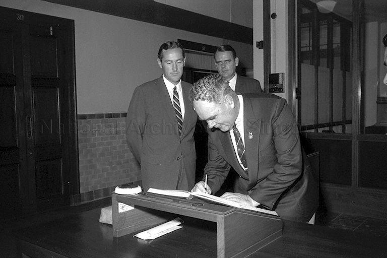 Prime Minister of Tasmania Eric Reece together with Tasmanian trade mission on their visit to Singapore