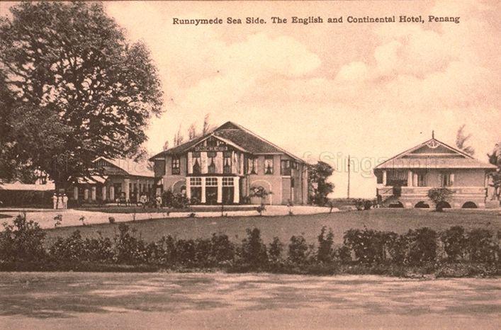 Runnymede Hotel, Penang. The bungalow on the right is the original Runnymede house formerly occupied by Sir Stamford Raffles