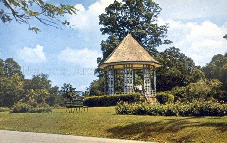 The bandstand at the Singapore Botanic Gardens. This octagonal gazebo was built in 1930 and had staged military band performances for many years, though it is no longer used for music now.