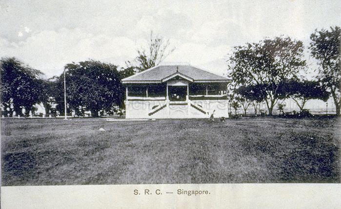 View of Singapore Recreation Club (SRC), at the opposite end of the Padang, from the Singapore Cricket Club (SCC). Both the clubs shared responsibility in maintaining the Padang.