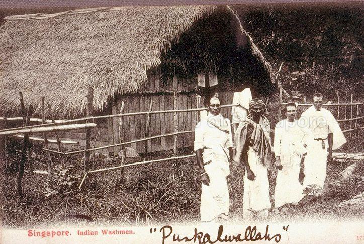 Indian laundry men or dhobies in Singapore