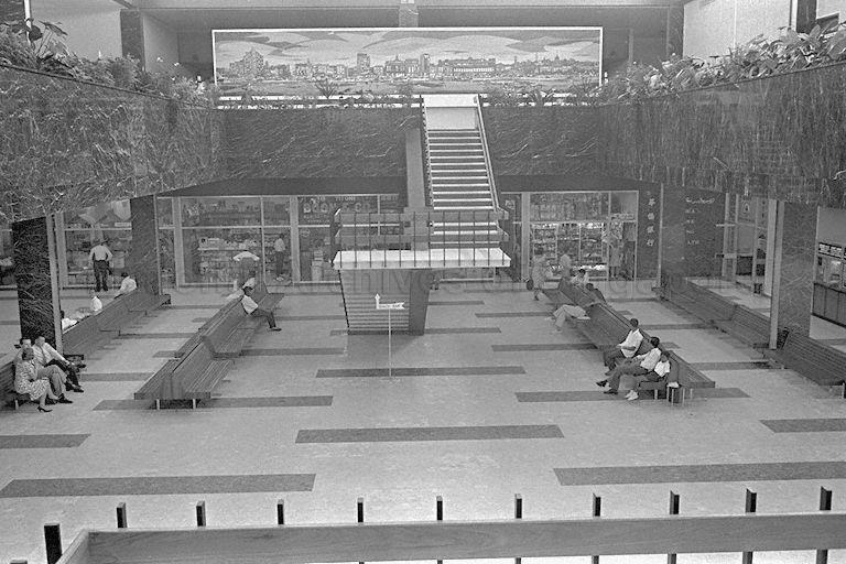Distinctive feature of Paya Lebar International Airport is the mosaic wall located on second floor of the terminal building. On the first floor of the building are several shops and Overseas Chinese Bank. Paya Lebar Airport ceased operating as a civil airport in 1981 with the opening of Changi International Airport.