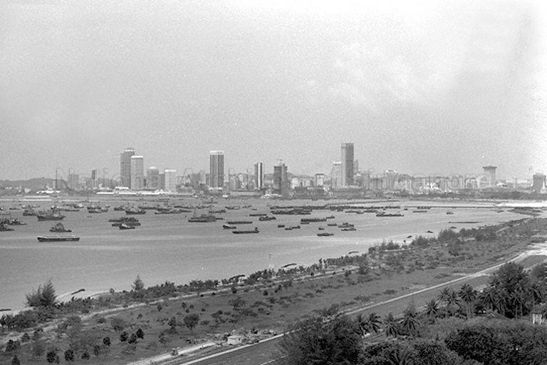 Phase 1 of land reclamation which stretched from Bedok to Tanjong Rhu. The land reclamation project was undertaken by the Housing and Development Board (HDB) and the main contractor was Obayashi-Gumi. Filled materials were obtained from the hills off Siglap and Chai Chee and were transfered by a conveyor-bucket system to the disposal site.