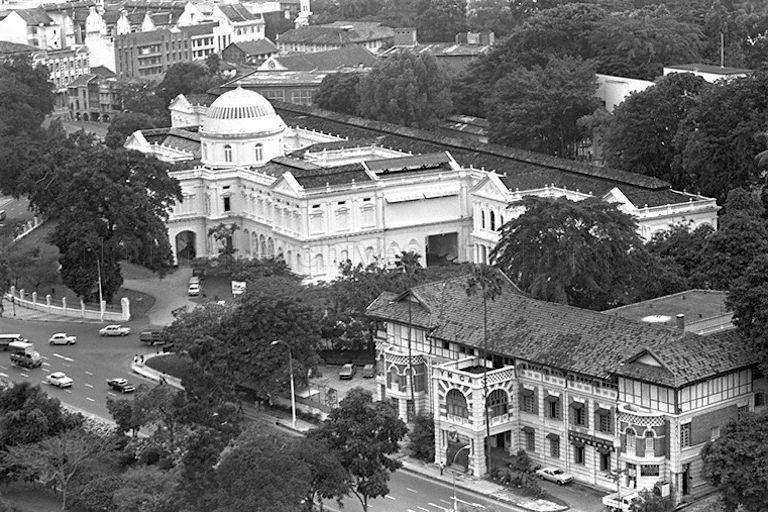 Aerial view of National Museum and Young Men's Christian Association (YMCA) from Cathay Building. Information on building names was provided by Mr Lim Kheng Chye, National Archives of Singapore (NAS) Board advisor.