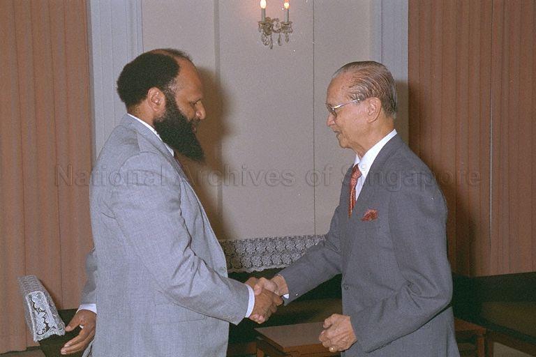 PRIME MINISTER OF PAPUA NEW GUINEA PAIAS WINGTI PAYS COURTESY CALL ON PRESIDENT WEE KIM WEE AT ISTANA