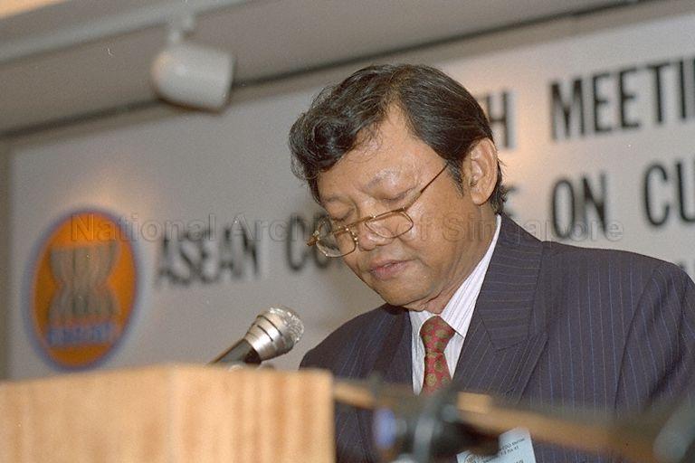 Chairman of the ASEAN Committee on Culture and Information (Asean COCI) Alex Leo Zulkarnain addressing delegates at the opening of the 27th meeting of the ASEAN COCI, Regent Singapore