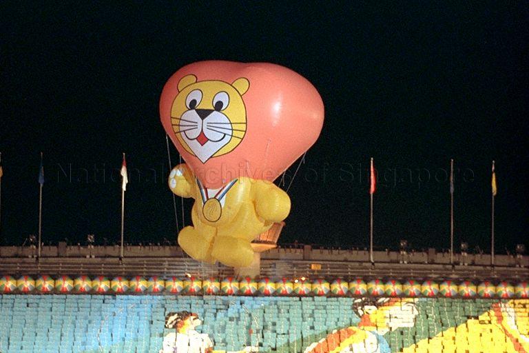 Singa, the official mascot of 17th Southeast Asian (SEA) Games, at opening ceremony of SEA Games held at National Stadium in Kallang