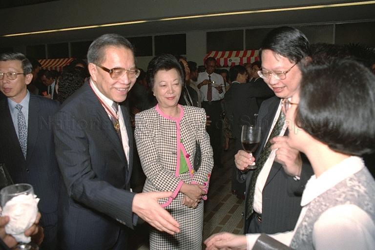 Chief Justice Yong Pung How and Mrs Yong at the reception during investiture of 1993 National Day awards at Singapore Conference Hall in Shenton Way