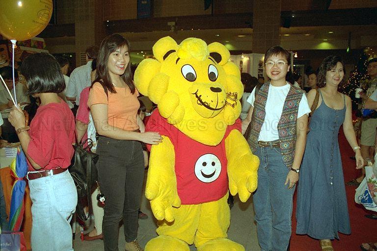 Courtesy mascot, Singa the Courtesy Lion, interacting with the supporters at the launch of the second courtesy comic book 'The Return of the Hosomes' at Takashimaya Square, Ngee Ann City