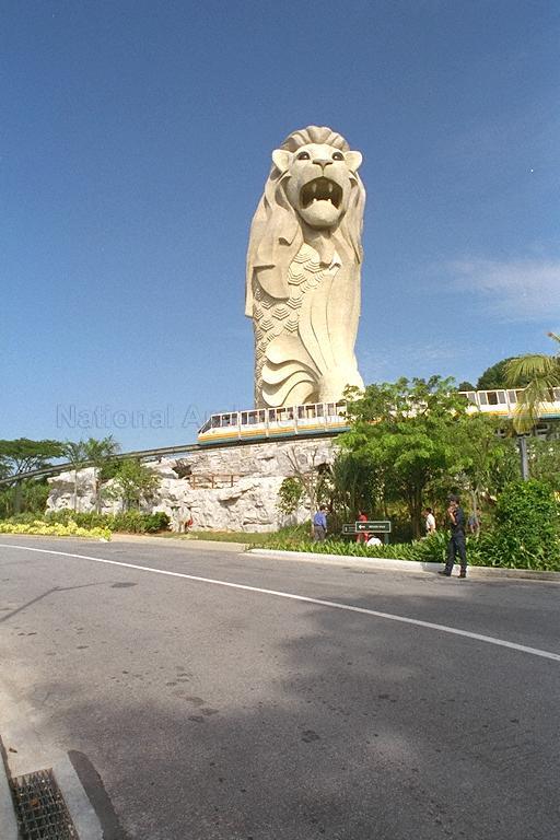 Visit by Crown Prince Albert of Monaco, 19 - 21 June 1996 - View of the 37m high Merlion at Sentosa