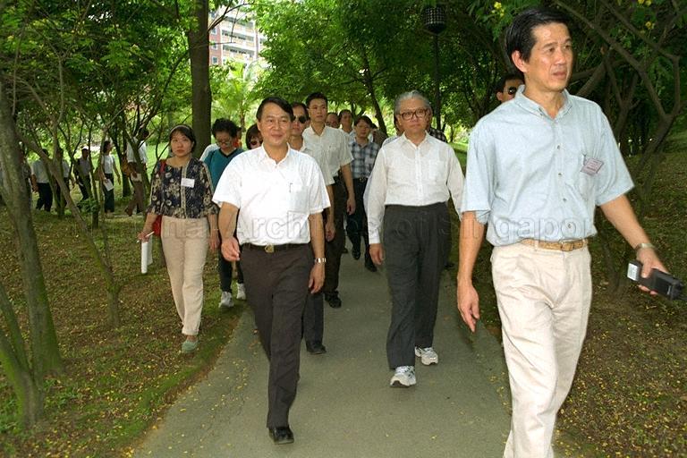 Deputy Prime Minister (DPM) and Minister for Defence Dr Tony Tan Keng Yam (centre) accompanied by Member of Parliament for Chua Chu Kang Associate Professor Low Seow Chay (left) during DPM's community visit to Chua Chu Kang constituency. 