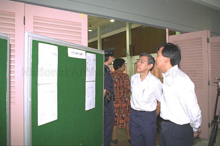 Singapore People's Party (SPP) candidate for Potong Pasir Chiam See Tong (left) at Ang Mo Kio Secondary School, nomination centre for Ang Mo Kio Group Representation Constituency (GRC) and Potong Pasir