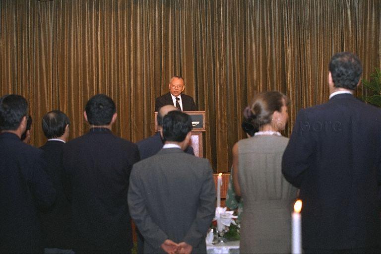 Taken at: Cocktail Reception hosted by Embassy of the People's Republic of China (PRC) at Mandarin Hotel for Chief Executive of the Hong Kong Special Administrative Region (HKSAR), People's Republic of China (PRC), Mr Tung Chee-hwa Pictured: HKSAR Chief Executive Tung Chee-hwa