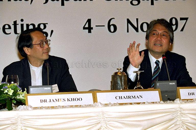 The ASEAN-Japan Multinational Cultural Mission (MCM) press conference chaired by Dr James Khoo (left), a consultant neurosurgeon and Chairman of the Asian Civilisations Museum Board at North Room, Conrad Hotel Singapore. The 20-member Mission is here to develop ideas for joint cultural projects and intellectual exchanges to improve the understanding of each other's cultural heritage.