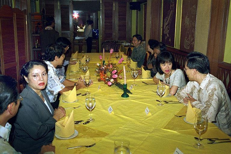 Taken at: Dinner hosted by Permanent Secretary of Ministry of Information and the Arts (MITA) Niam Chiang Meng for Malaysian Secretary General of Ministry of Culture, Arts and Tourism Datuk Ismail bin Adam at Aziza's Restaurant, Albert Court, Albert Street Pictured: Permanent Secretay General of MITA Niam Chiang Meng and Malaysian Secretary General of Ministry of Culture, Arts and Tourism Datuk Ismail bin Adam