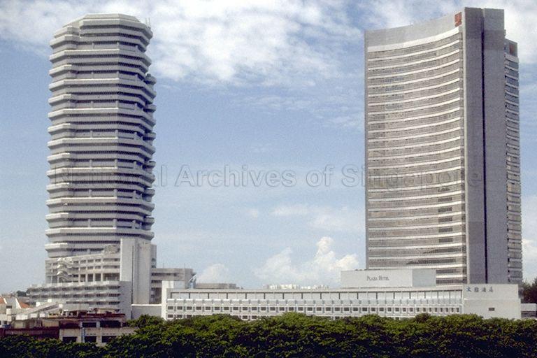 The Concourse (left) and Merlin Plaza (right) on Beach Road