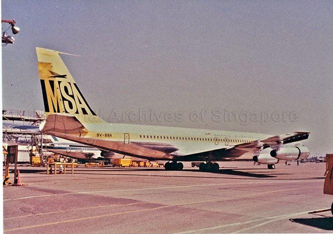 An airplane of Malaysia-Singapore Airlines (MSA). MSA came into being in 1966 as a result of joint ownership of the airline by the governments of Malaysia and Singapore. It became defunct in 1972 when both governments decided to set up their own national airlines -- Malaysian Airline System (MAS) and Singapore Airlines (SIA).