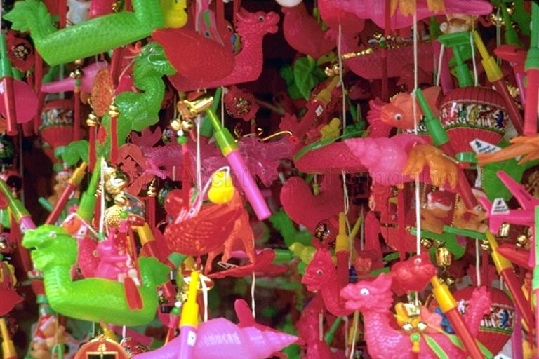 Battery operated plastic lanterns sold at a shop during Mooncake festival. &nbsp;Ten years ago, lanterns were made from cellophane, paper materials and fitted with a candle.