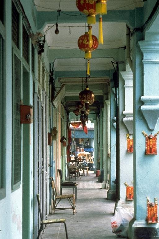 Scene along five-foot way, Singapore