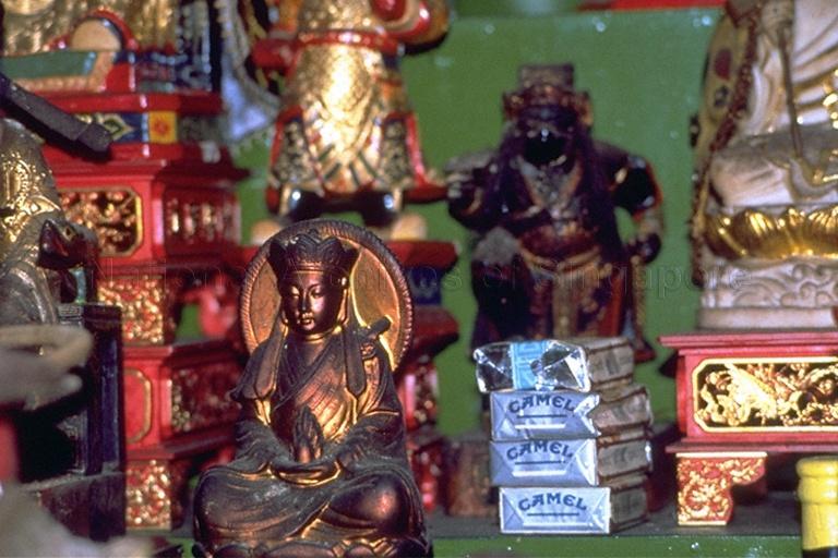 Offerings to deities in a Taoist temple