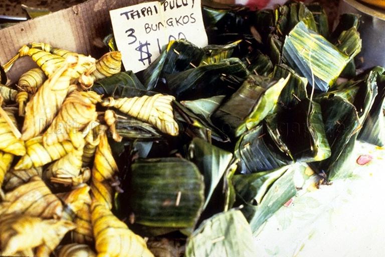 View of tapai pulut (Malay fermented glutinous rice) being sold at a food stall